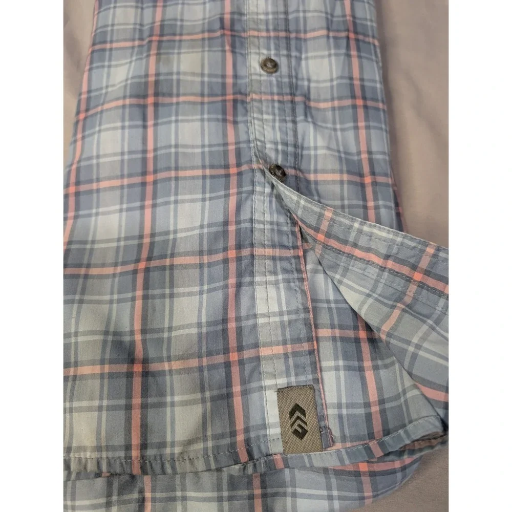Free Country Plaid Button Front Shirt Men's XXL Blue‎ Pink Short Sleeve Fishing